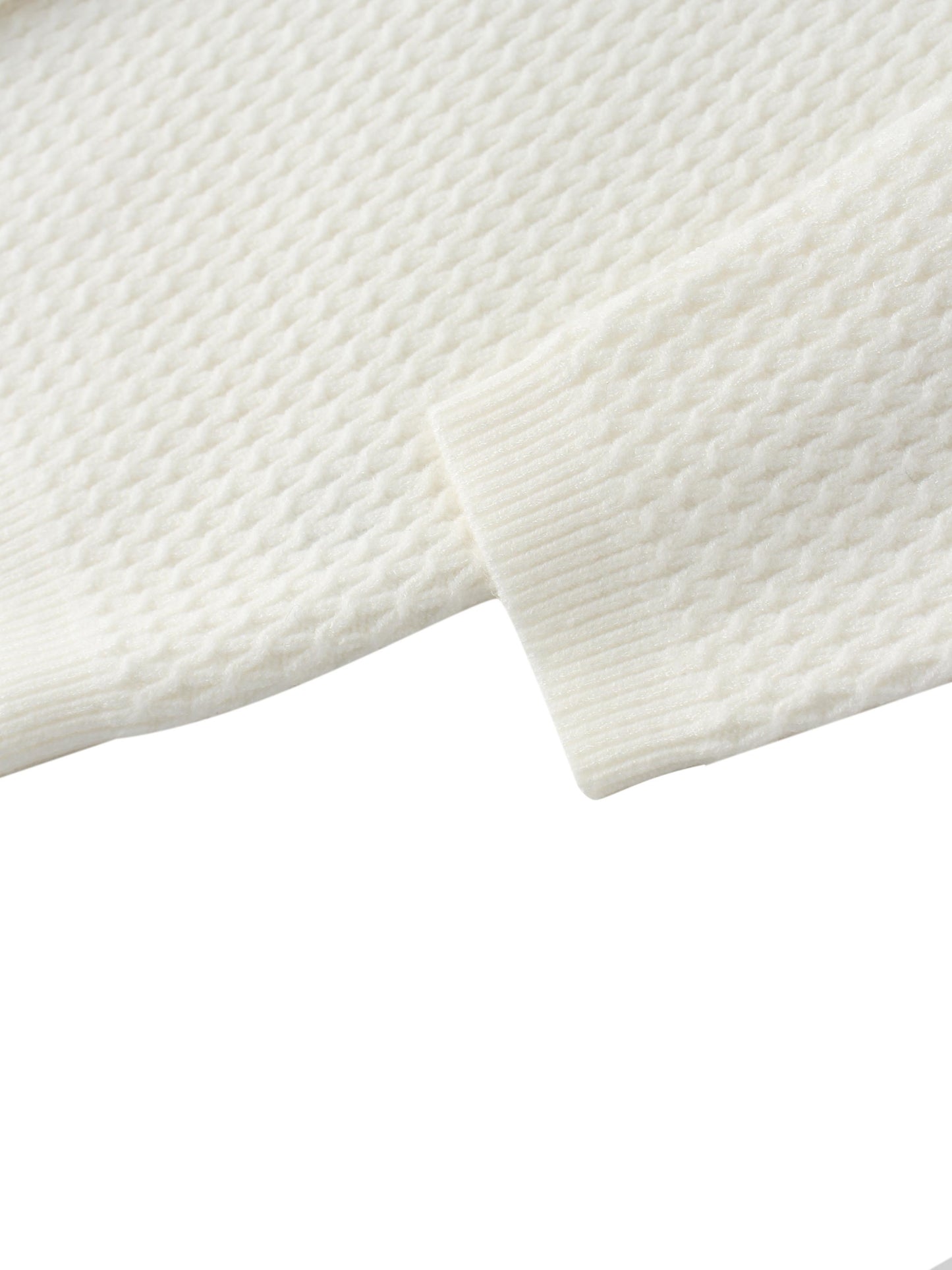 Textured Crew Cardigan-Ivory-4