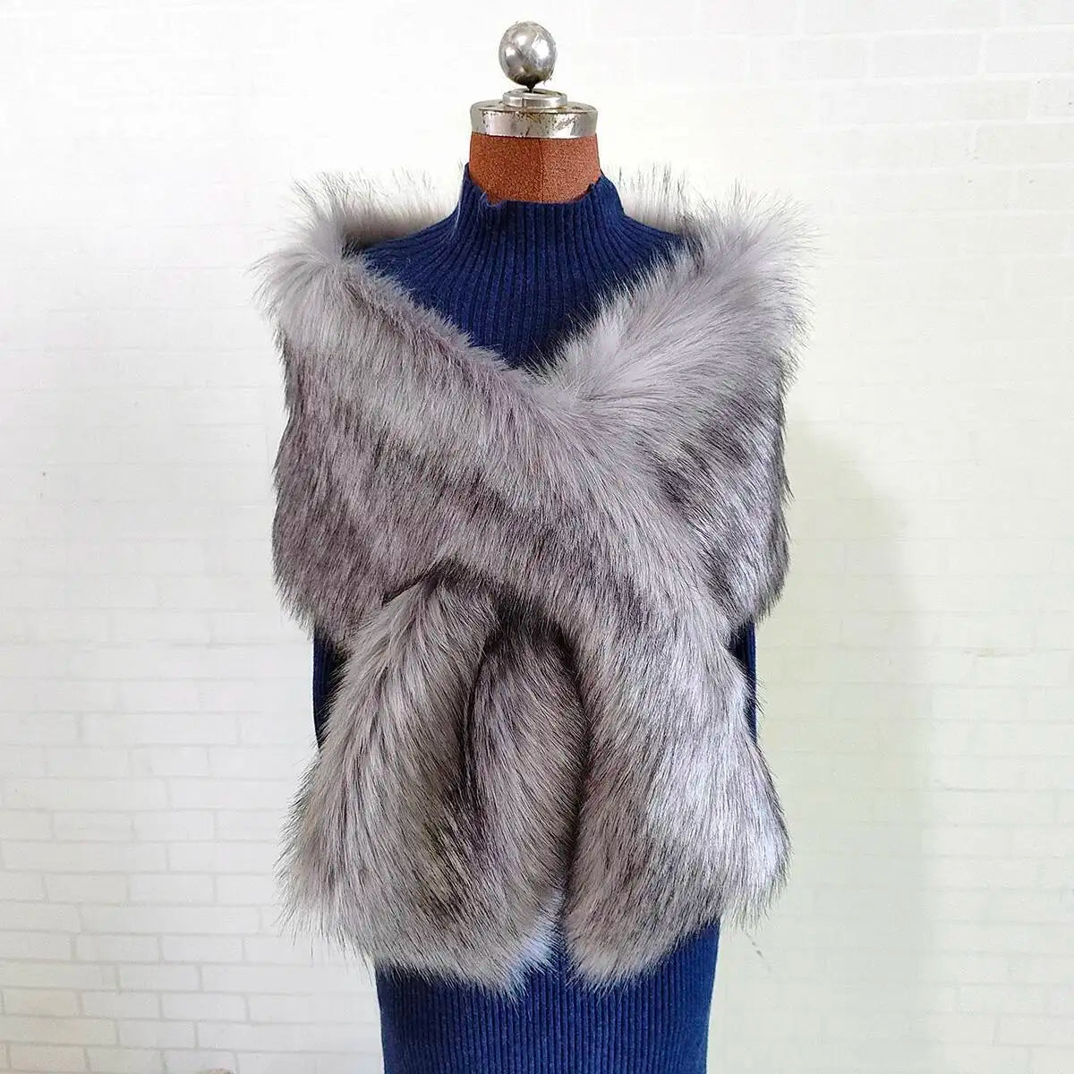 Winter Faux Fur Shawl Large Fluffy Scarf Neck Warmer Women Furry Collar Wedding Bridal Formal Evening Party Shrug Accessories