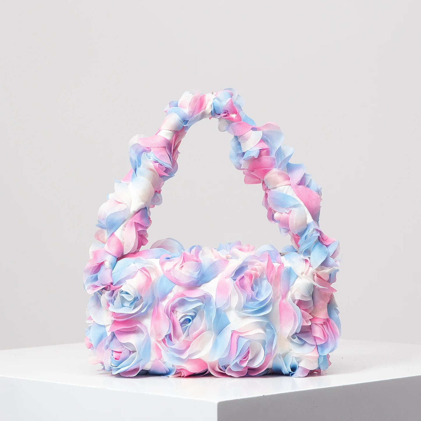 Elegant rose handbag, wedding party dinner bag, sweet and cute small square bag, suitable for women's gifts(random pattern)