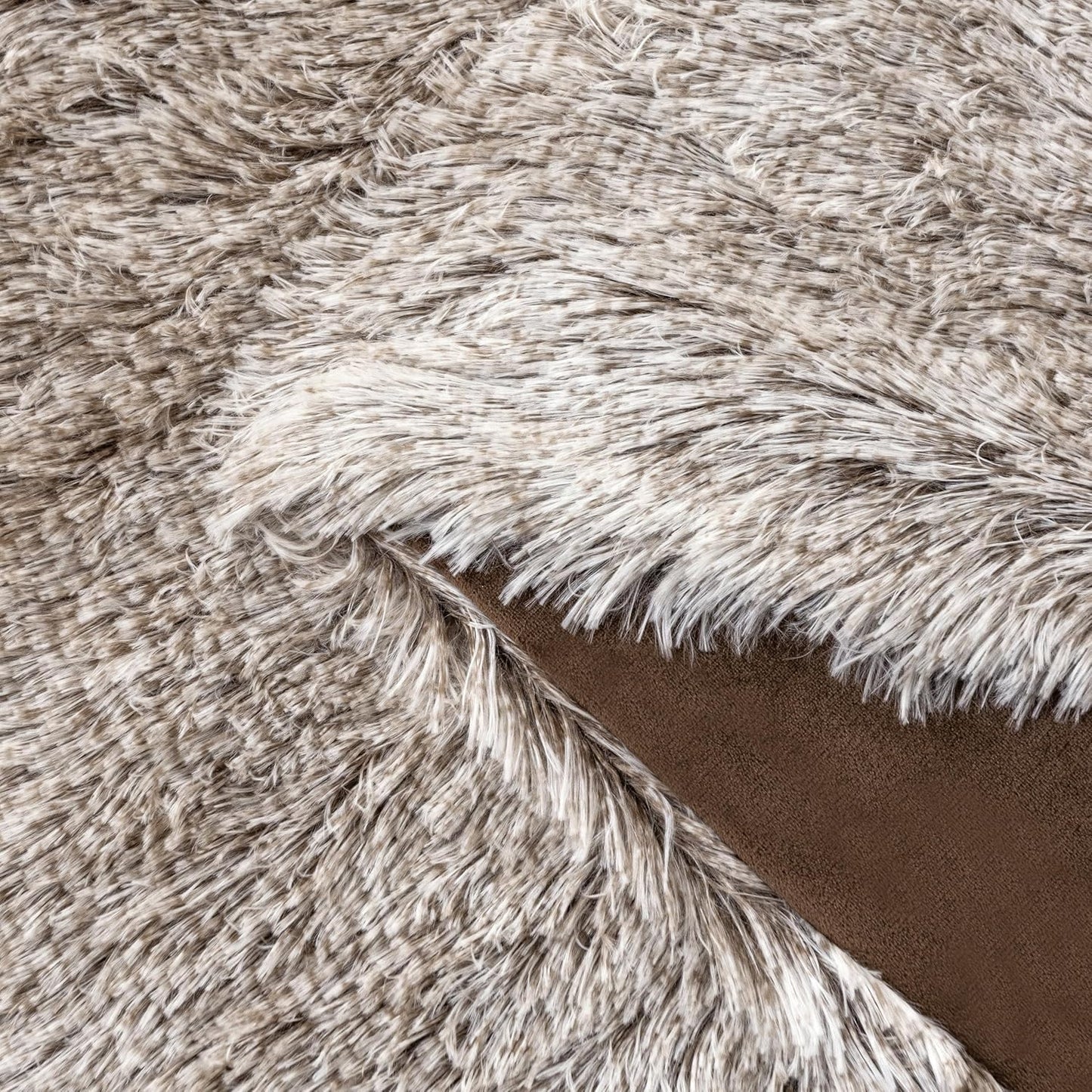 NNEDSZ Double Sided Faux Fur Shaggy Throw Blanket - Chestnut-4