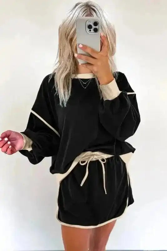 Noir Chic Pullover and Skort Set-4