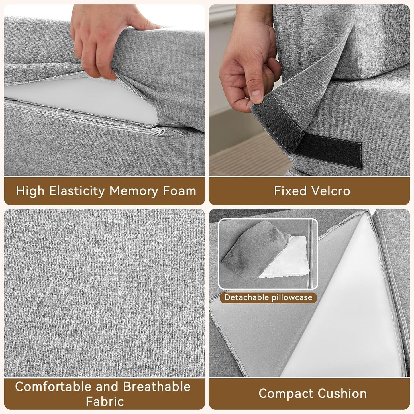 Folding Sofa Bed Convertible Couch with Memory Foam-4