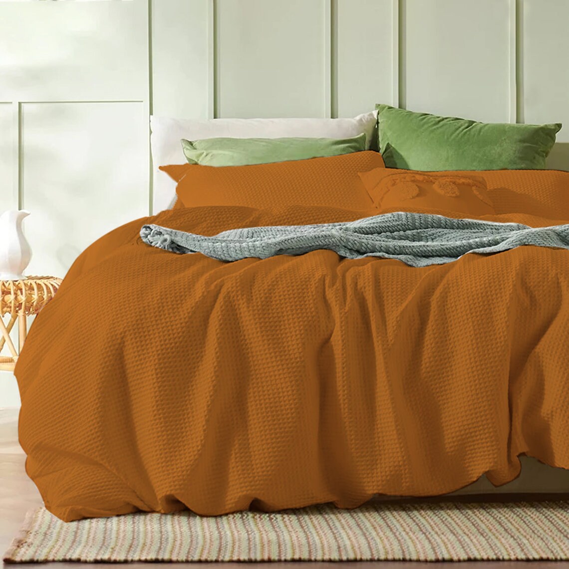 Waffle Weave Pure Cotton Duvet Cover Sets-9