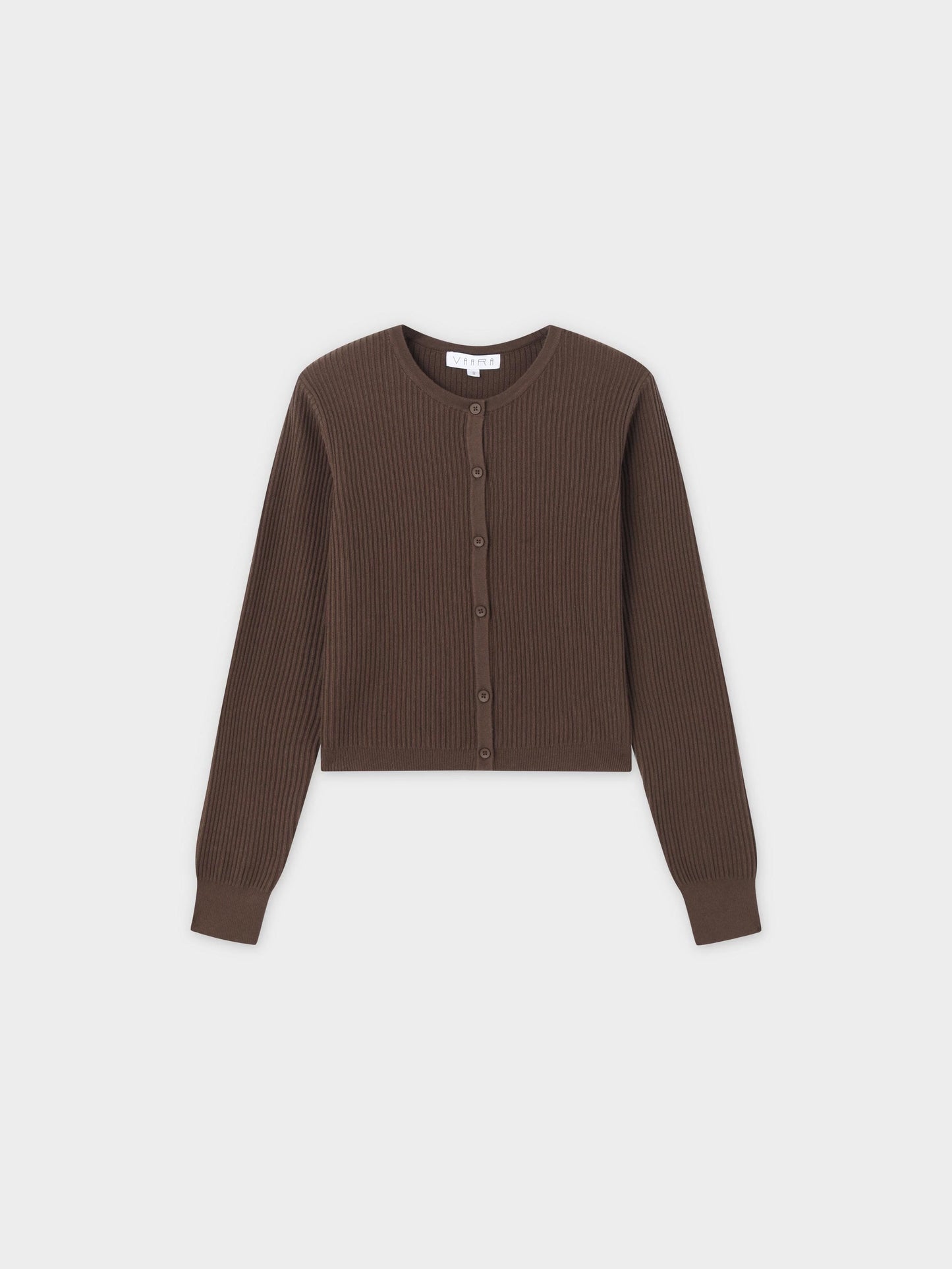 Button Down Ribbed Cardigan-Chocolate Brown-0