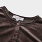 Velour Button Down Crew Cardigan-Brown-2