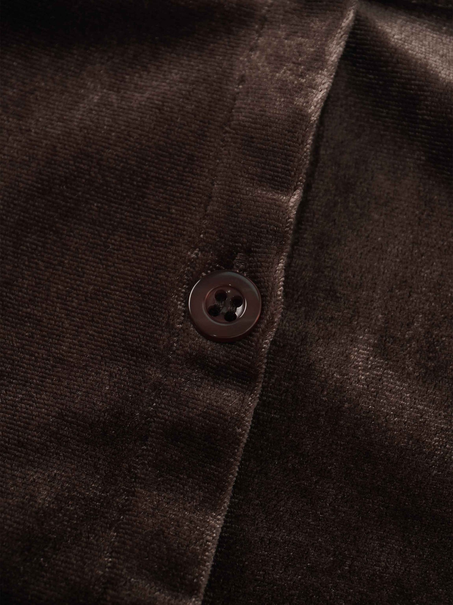 Velour Button Down Crew Cardigan-Brown-3