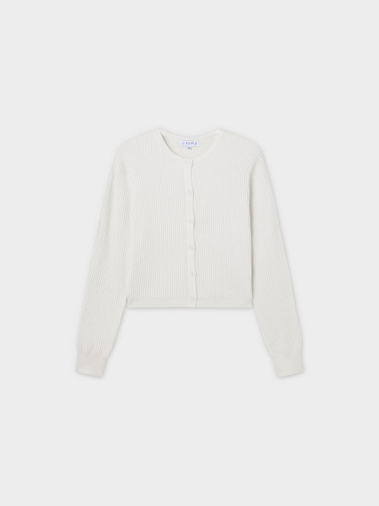 Button Down Ribbed Cardigan-Ivory-0