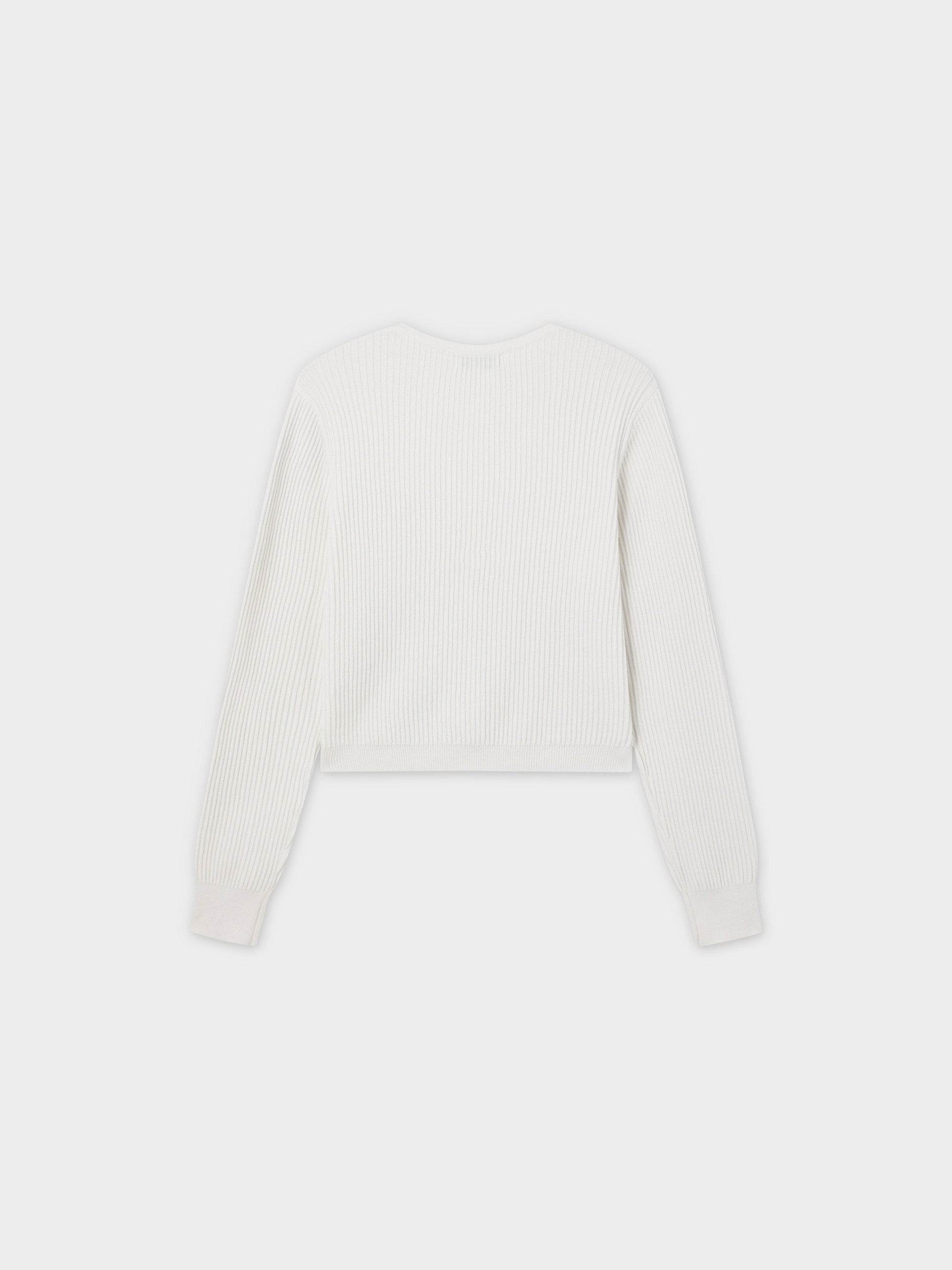 Button Down Ribbed Cardigan-Ivory-1