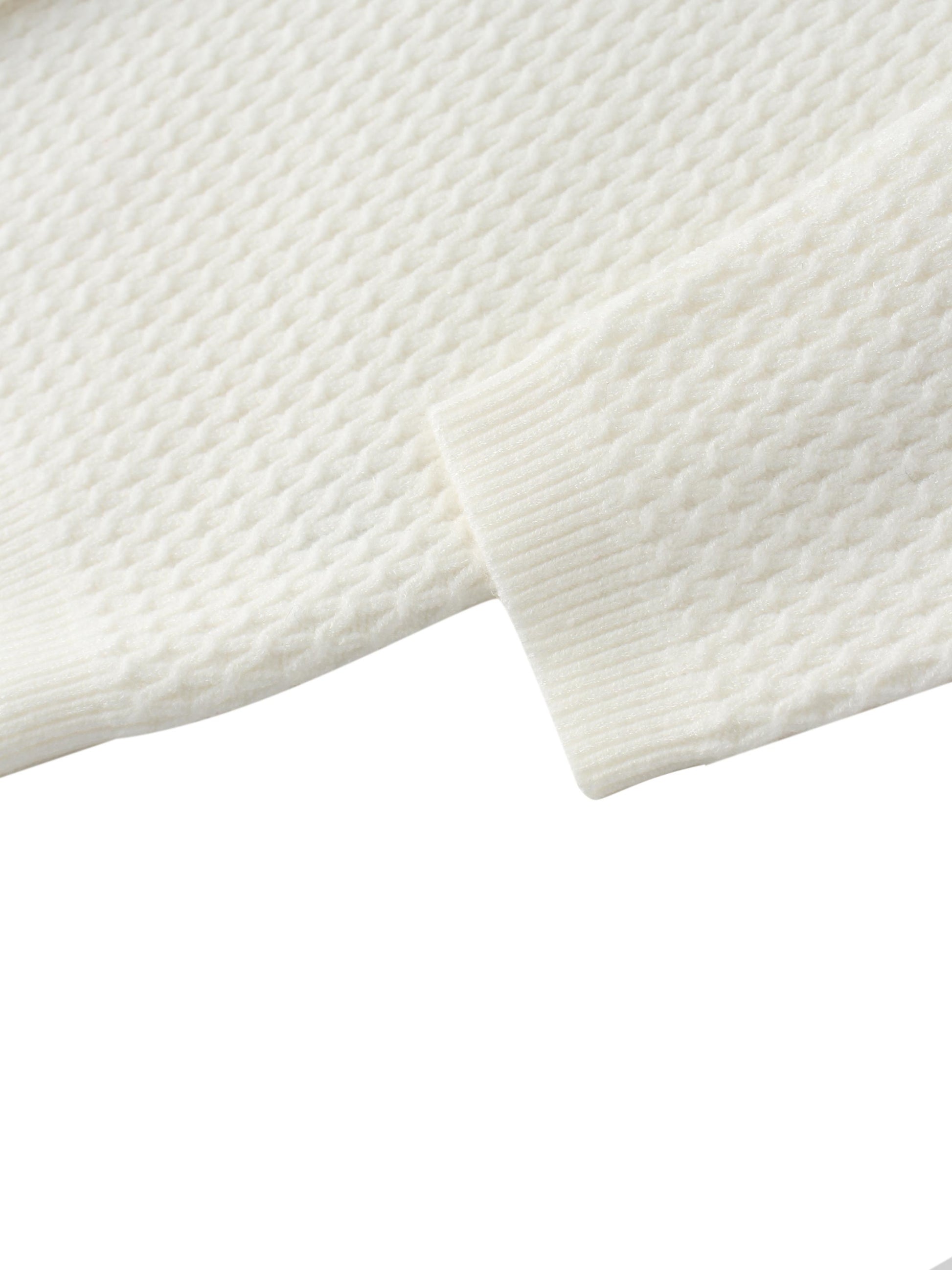 Textured Crew Cardigan-Ivory-4