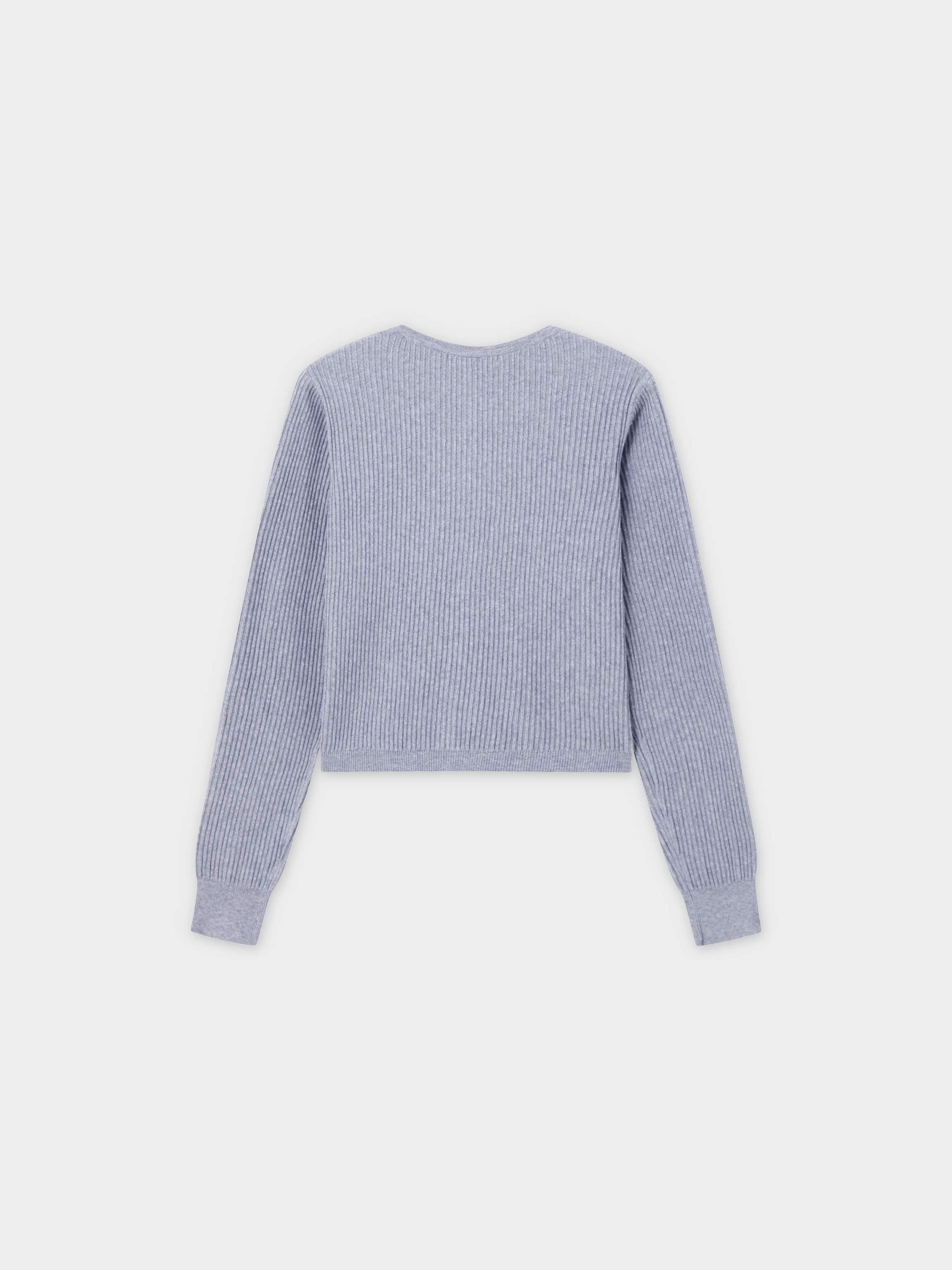 Button Down Ribbed Cardigan-Heathered Grey-1