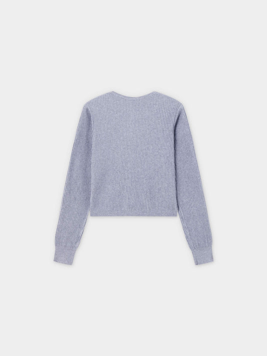 Button Down Ribbed Cardigan-Heathered Grey-1