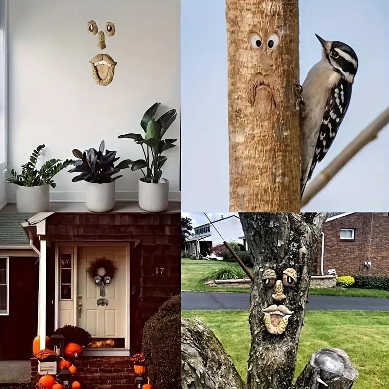 3Pcs Tree Faces - Tree Hugger Statues-2
