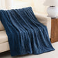 50" X 60" Oxford Blue Faux Fur Herringbone Plush Throw Blanket-3