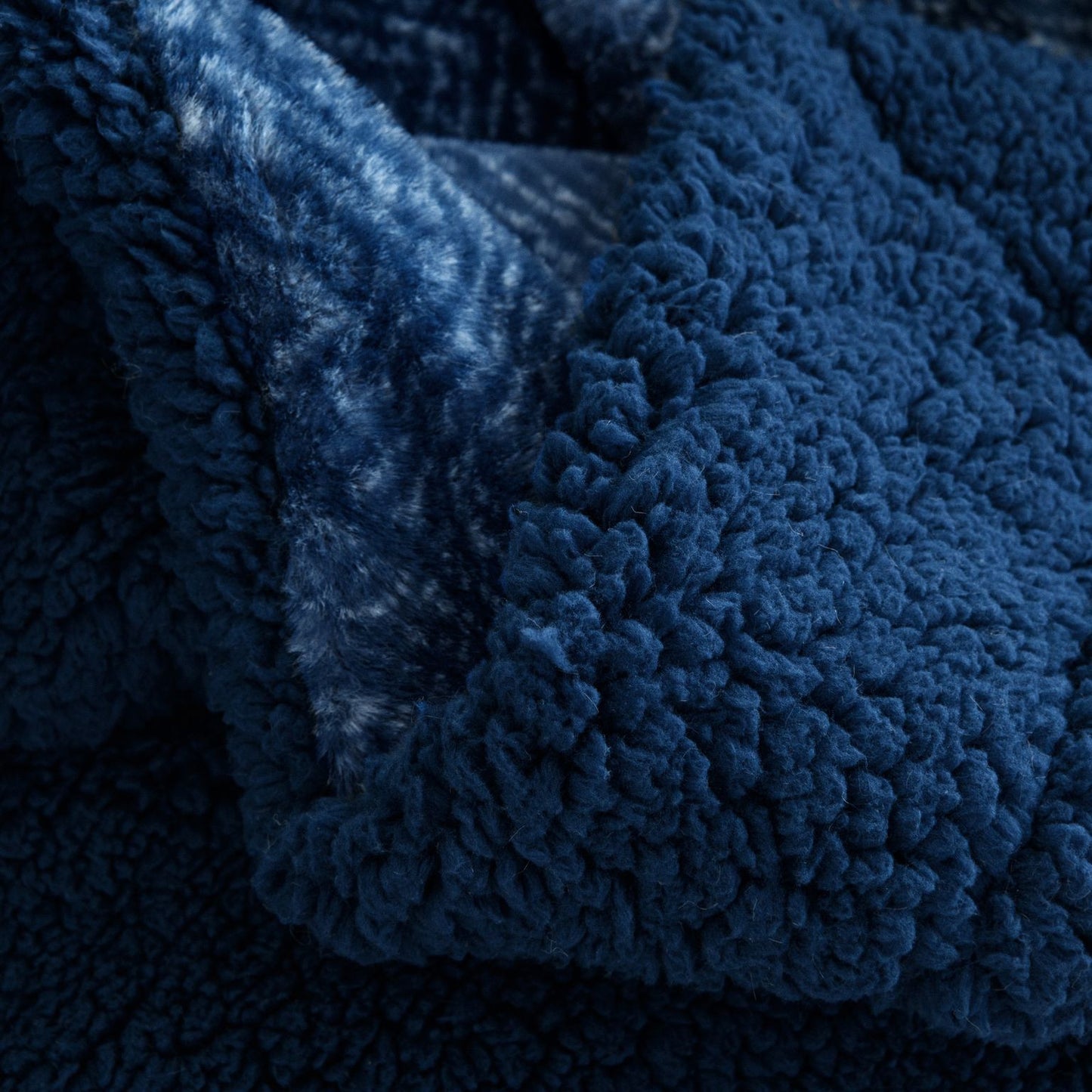50" X 60" Oxford Blue Faux Fur Herringbone Plush Throw Blanket-6