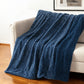 50" X 60" Oxford Blue Faux Fur Herringbone Plush Throw Blanket-1