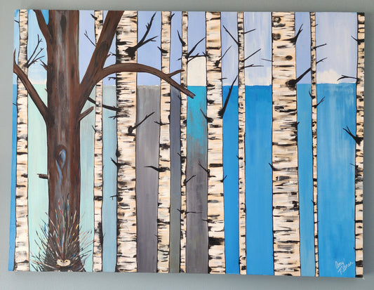 Porcupine finds the Oak Tree 48x36 Premium