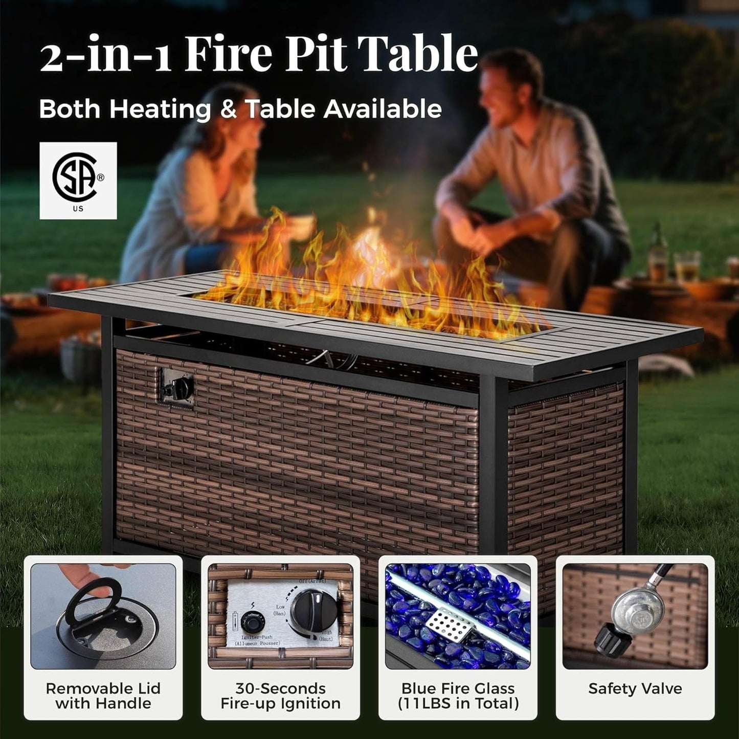 Swivel Glider Patio Furniture Set with Fire Pit
