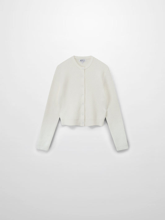 Textured Crew Cardigan-Ivory-0