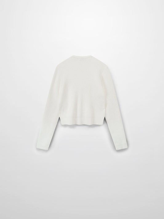 Textured Crew Cardigan-Ivory-1