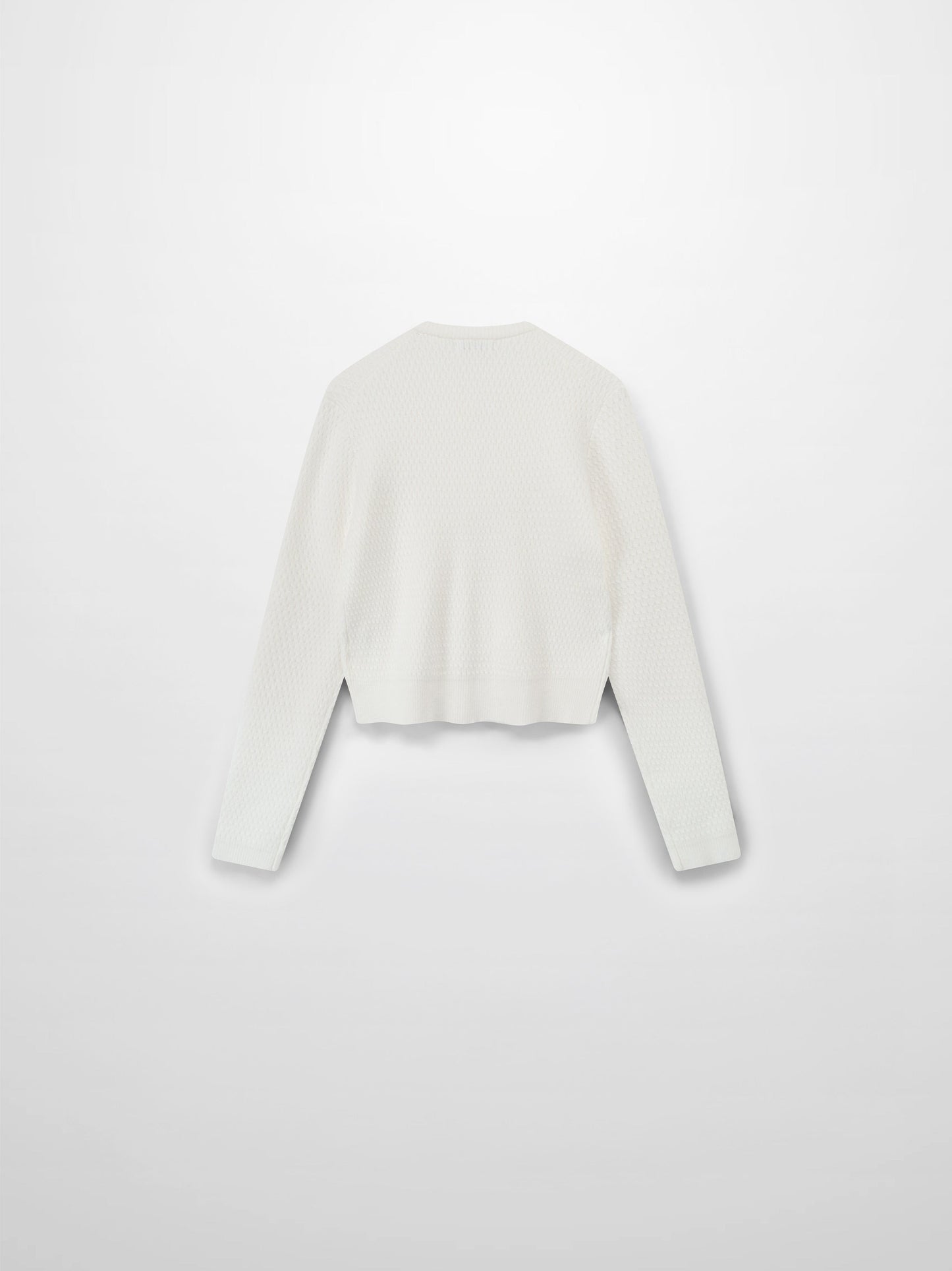 Textured Crew Cardigan-Ivory-1