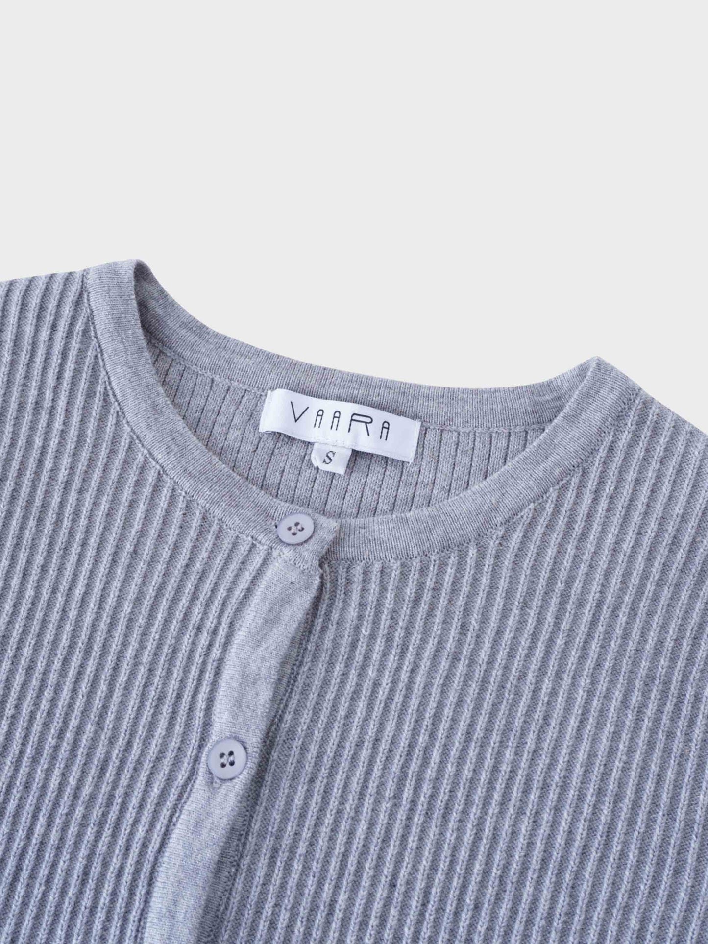 Button Down Ribbed Cardigan-Heathered Grey-2