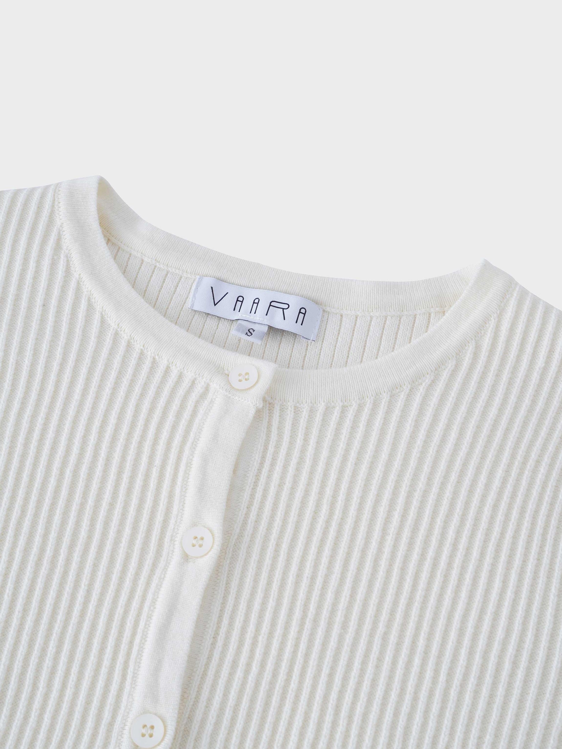 Button Down Ribbed Cardigan-Ivory-2