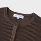 Button Down Ribbed Cardigan-Chocolate Brown-2