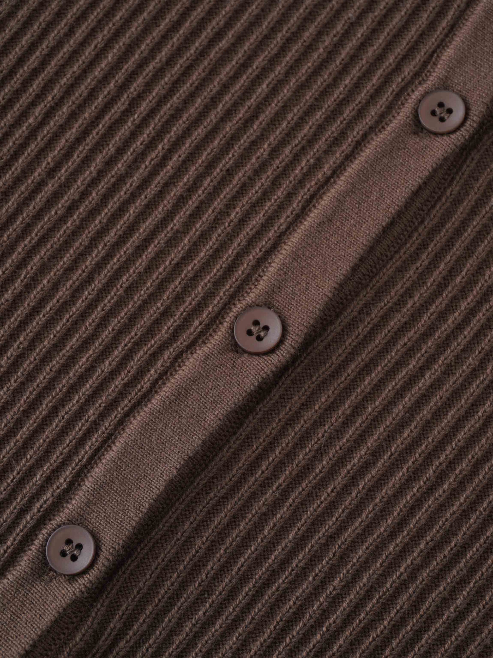 Button Down Ribbed Cardigan-Chocolate Brown-4