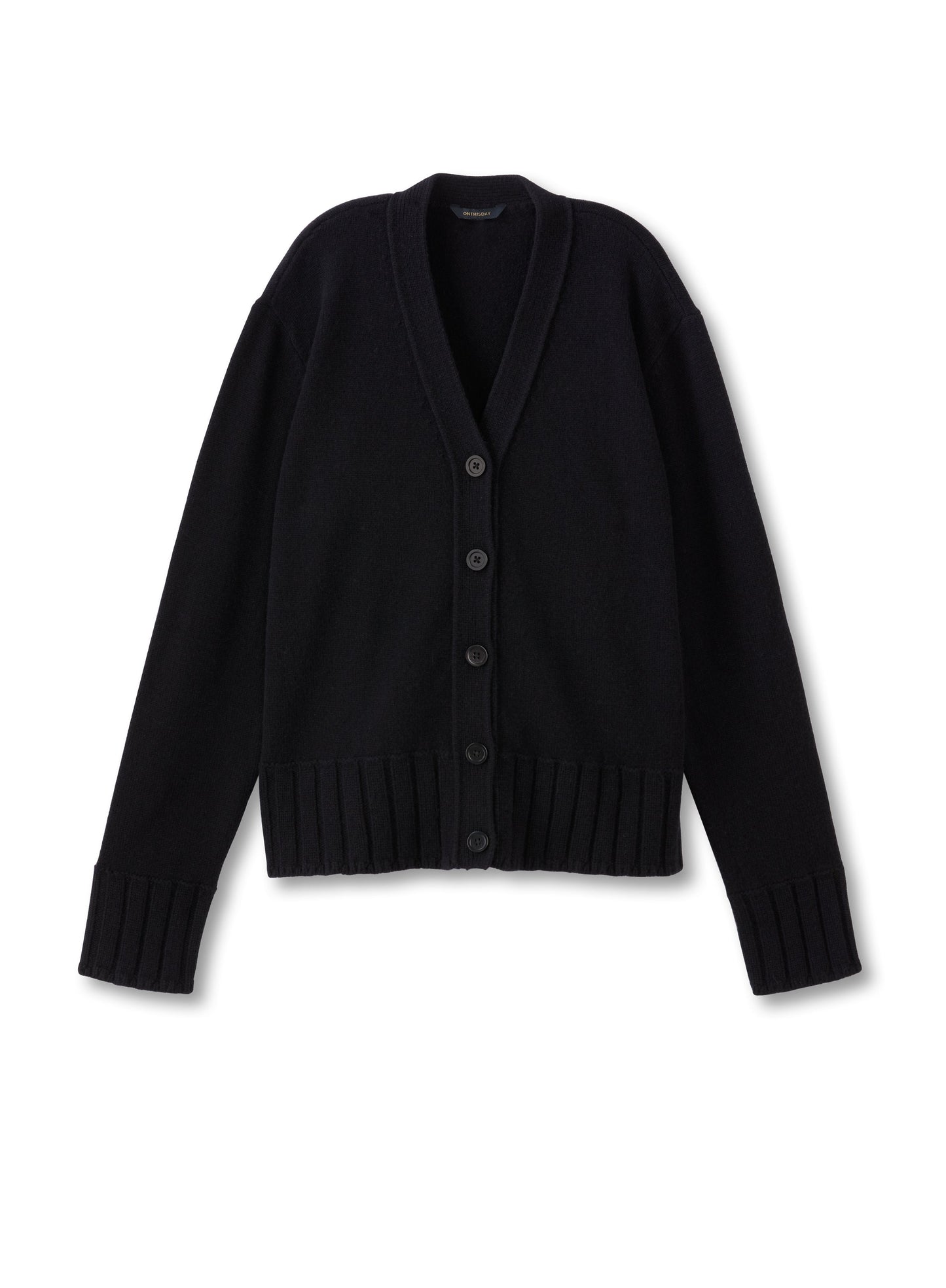 Cashmere-Blend Cardigan Sweater (Black)-0