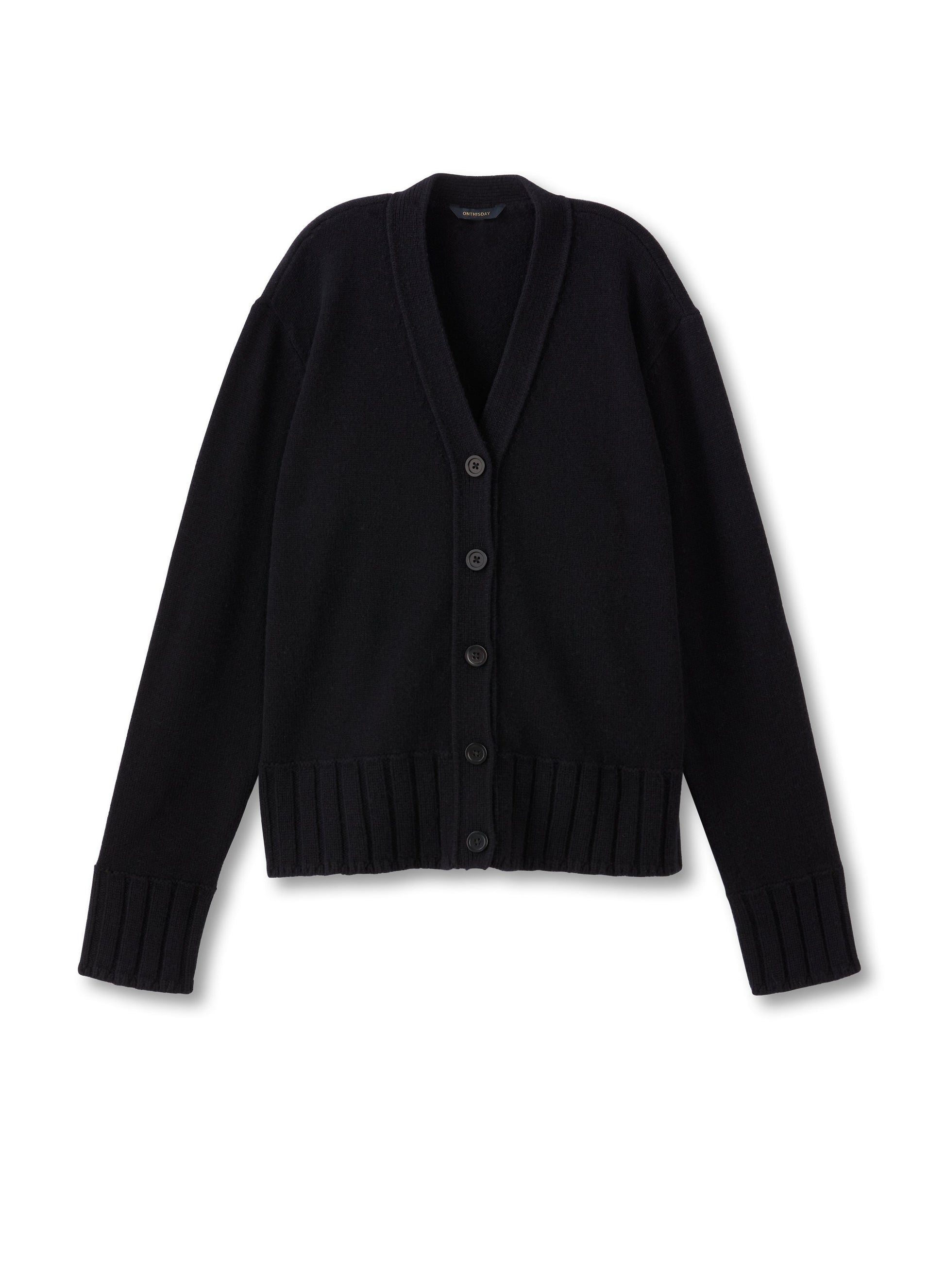 Cashmere-Blend Cardigan Sweater (Black)-0