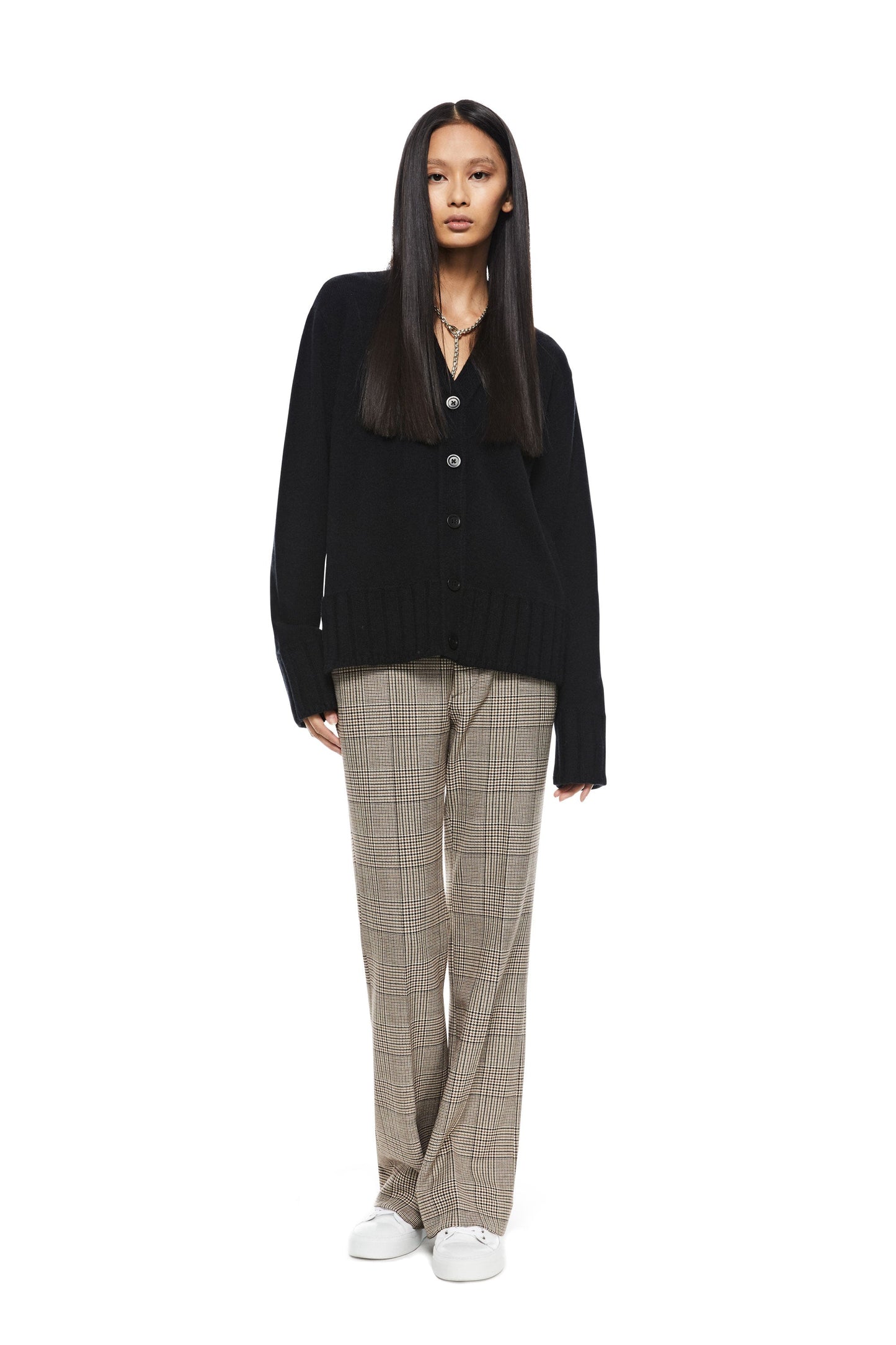 Cashmere-Blend Cardigan Sweater (Black)-3