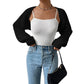 Women s Open Front Cropped Cardigan Long Sleeve Solid Color Ribbed Knit Shrug Sweater Bolero Tops