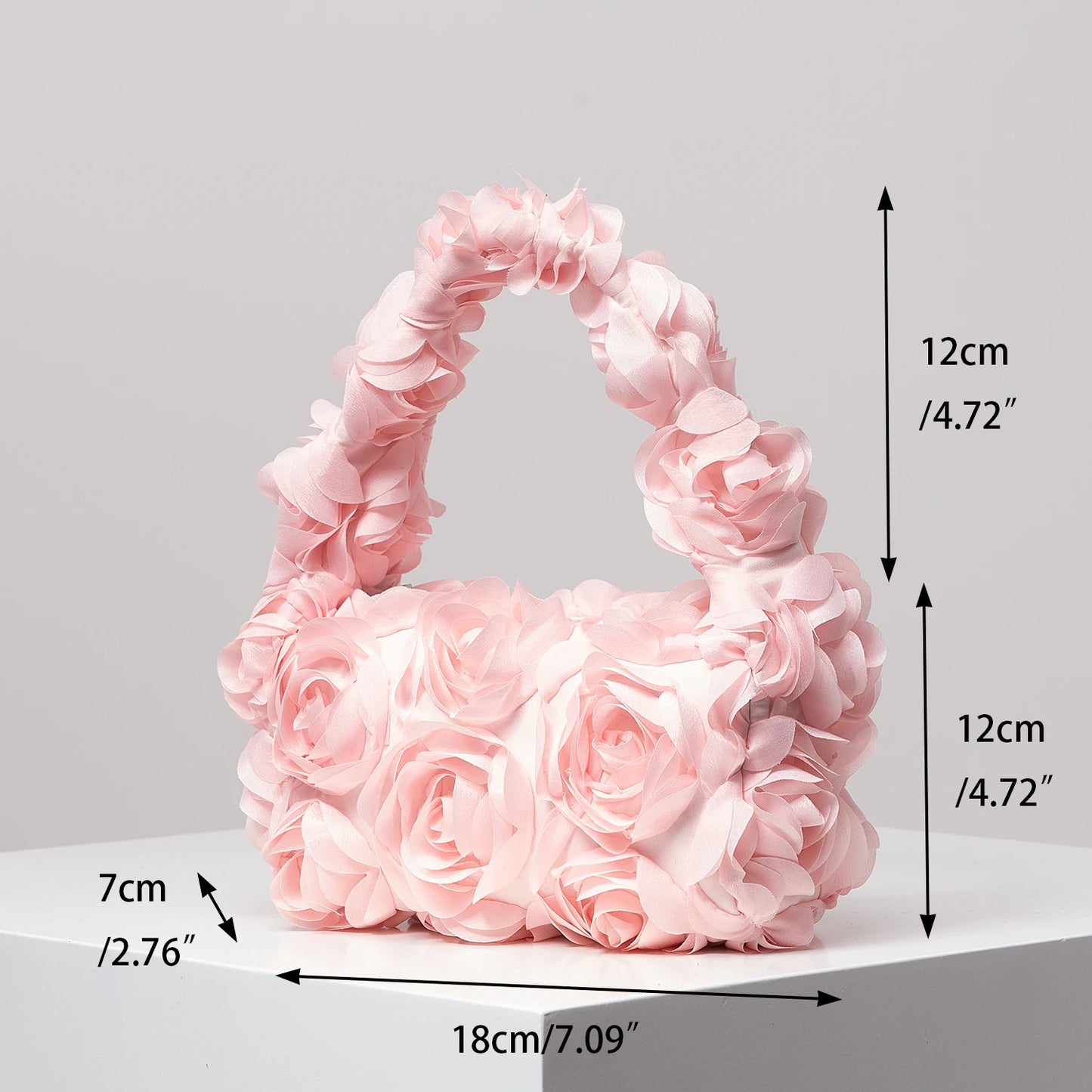 Elegant rose handbag, wedding party dinner bag, sweet and cute small square bag, suitable for women's gifts(random pattern)
