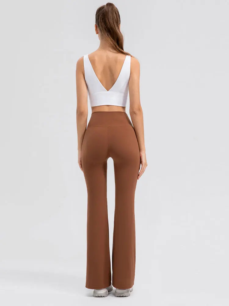 INLUMINE New Naked Sports Flared Leggings Womens Yoga Pants Gym Fitness Tights Flare Leg Woman Street Wear Casual Wide Leg Pants