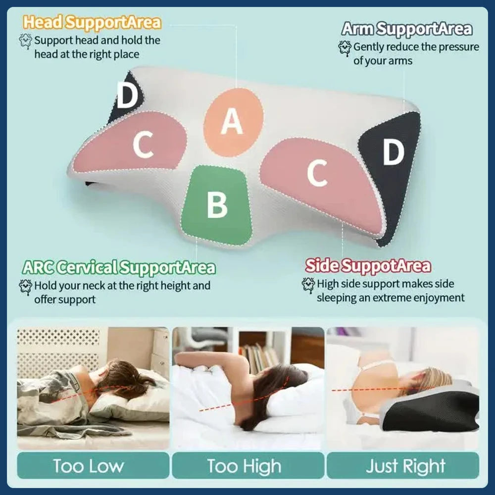 Butterfly Sleep Memory Neck Pillow Slow Rebound Comfortable Memory Foam Sleep Pillow Cervical Orthopedic Neck Massage Bed Pillow