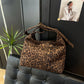 New Trendy Faux Suede Large Leopard Print Tote Bag for Women Versatile Handbag for Work And Shopping
