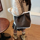 Autumn and Winter New Faux Suede Tote Bag Hand Bill Of Lading Shoulder Women's Bag Retro Simple Large Bag Tote bag Plush Edge