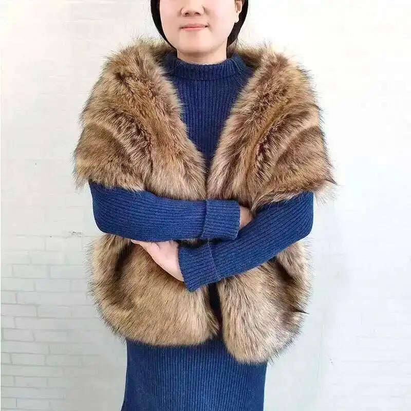 Winter Faux Fur Shawl Large Fluffy Scarf Neck Warmer Women Furry Collar Wedding Bridal Formal Evening Party Shrug Accessories