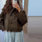 Women's Casual Hooded Short Trench Coat Lapel Single-Breasted Full Sleeve Loose Jacket Autumn 2025 Street All-match Outerwear