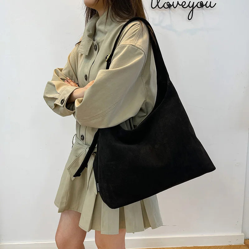 New Trendy Faux Suede Large Leopard Print Tote Bag for Women Versatile Handbag for Work And Shopping