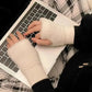 New Women's Half-Finger Gloves - Soft & Warm for Winter, Luxury Solid-Color Plush Knitted Fingerless Gloves