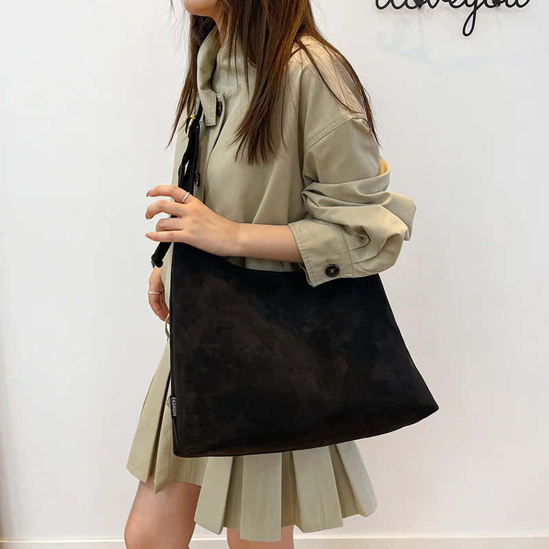 New Trendy Faux Suede Large Leopard Print Tote Bag for Women Versatile Handbag for Work And Shopping