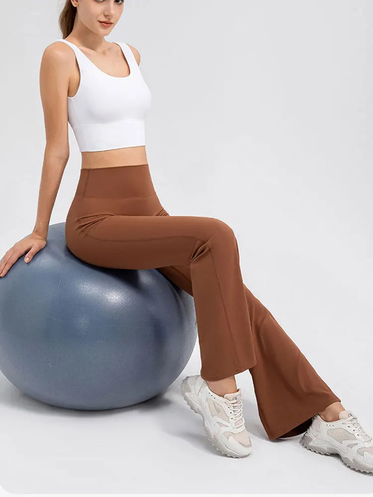 INLUMINE New Naked Sports Flared Leggings Womens Yoga Pants Gym Fitness Tights Flare Leg Woman Street Wear Casual Wide Leg Pants