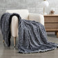 NNEDSZ Double Sided Faux Fur Shaggy Throw Blanket - Charcoal-0