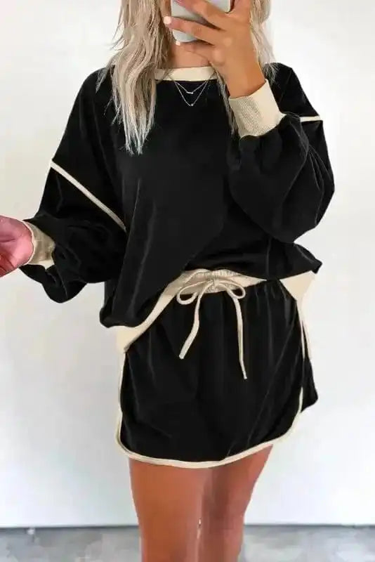 Noir Chic Pullover and Skort Set-0