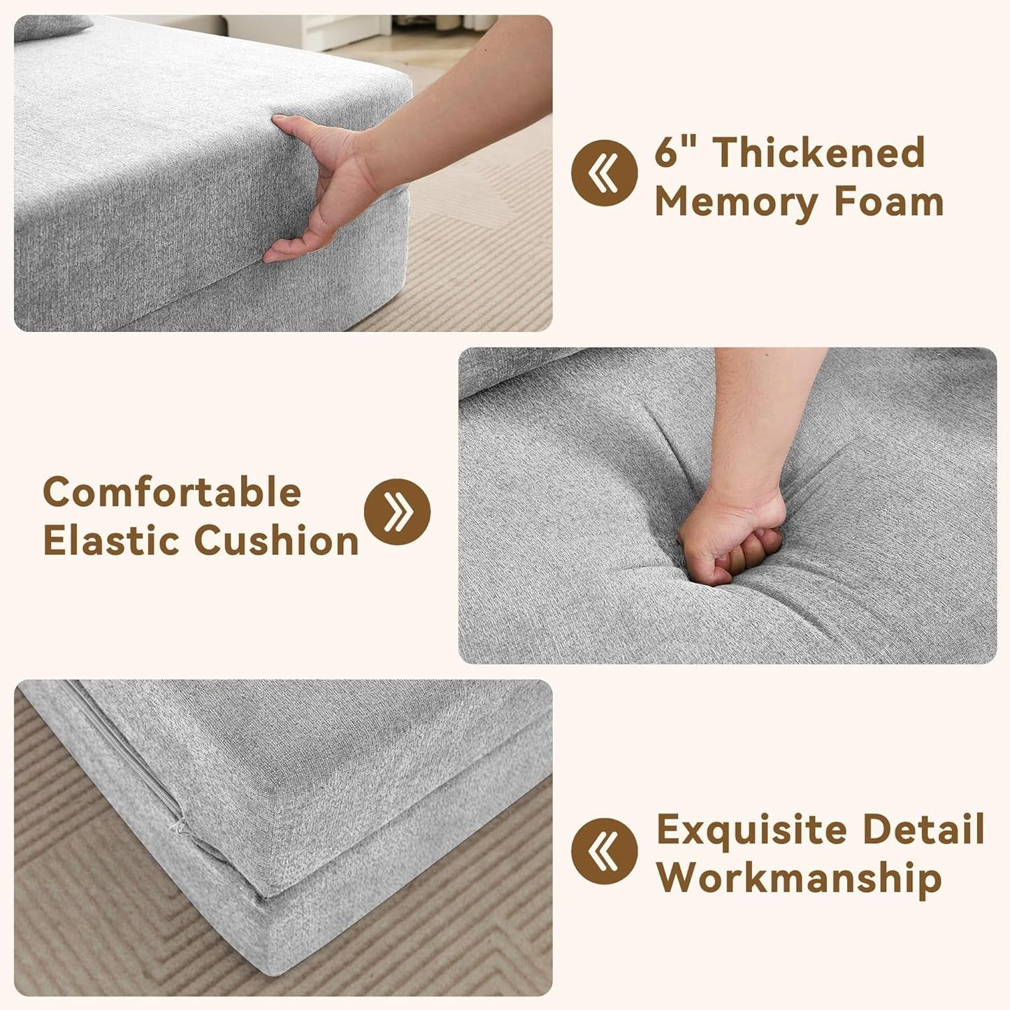 Folding Sofa Bed Convertible Couch with Memory Foam-3