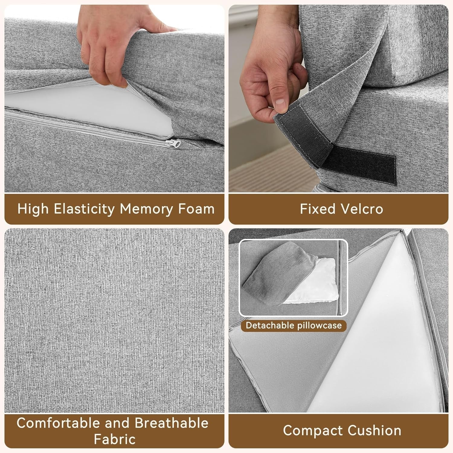 Folding Sofa Bed Convertible Couch with Memory Foam-4