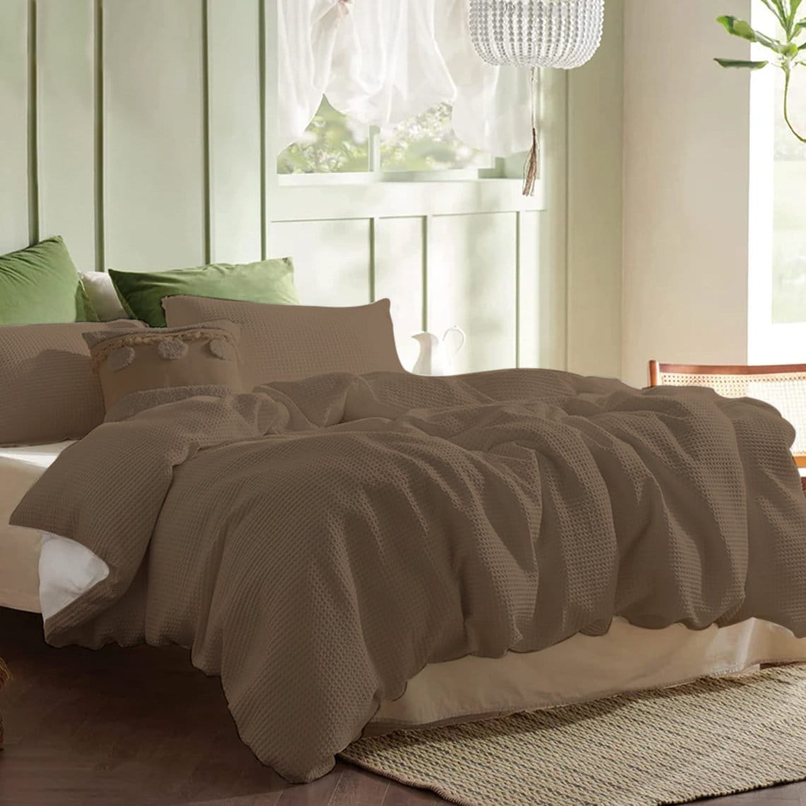 Waffle Weave Pure Cotton Duvet Cover Sets-13