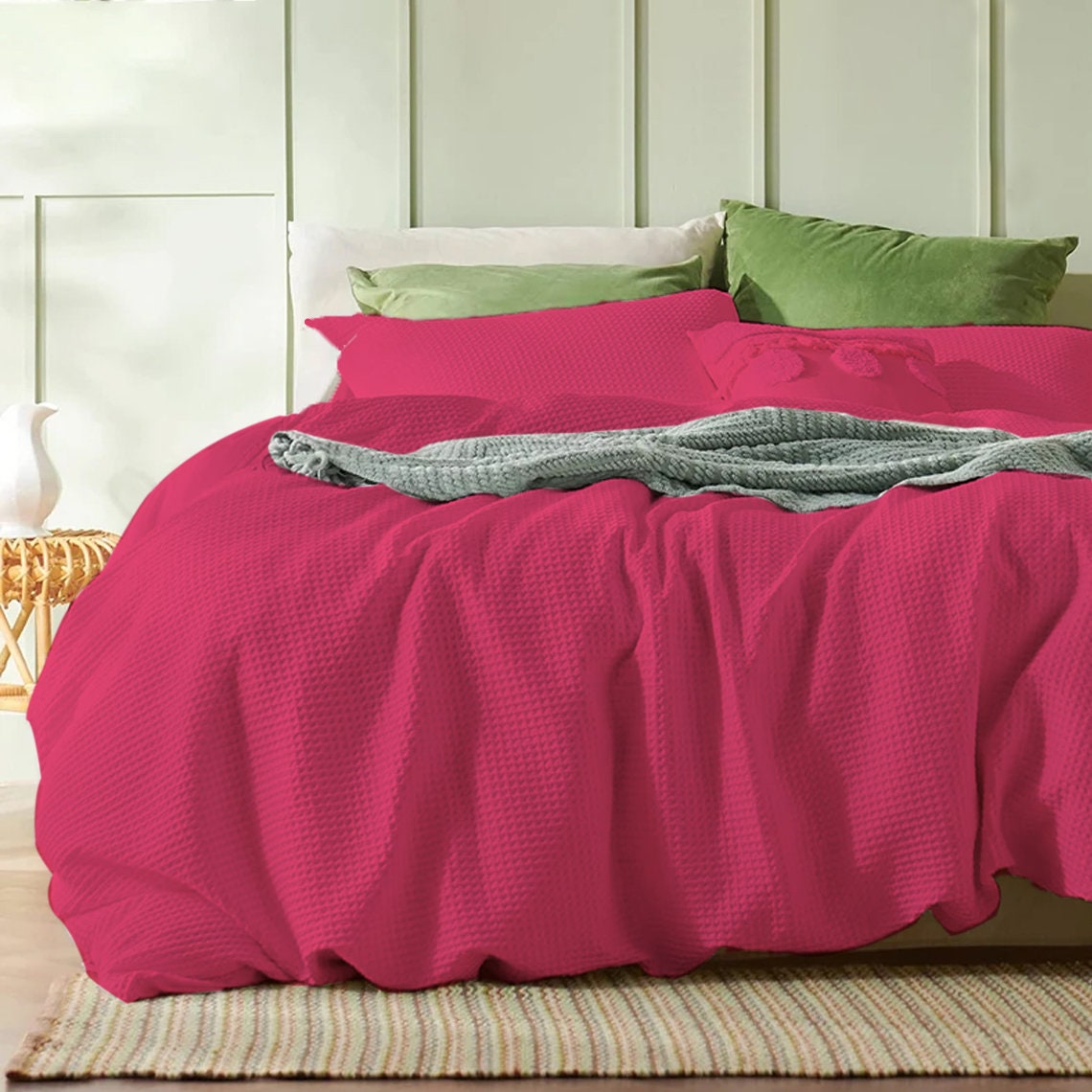 Waffle Weave Pure Cotton Duvet Cover Sets-11