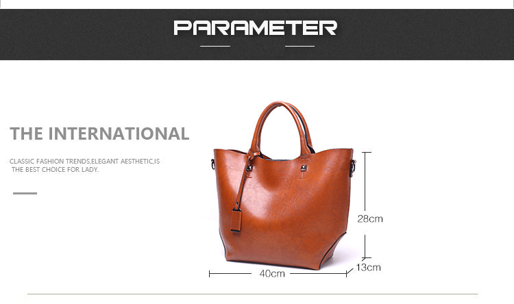 Women Wax surface PU Leather Handbag Womens Bag Designer Ladies Tote Shoulder Handbags Business Female Purse